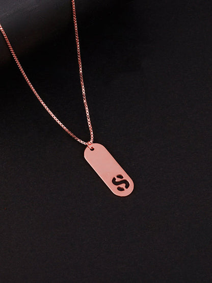 Rose Gold Personalised Alpha Tag Initial Pendant For Him
