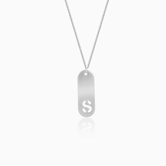 Silver Personalised Alpha Tag Initial Pendant For Him