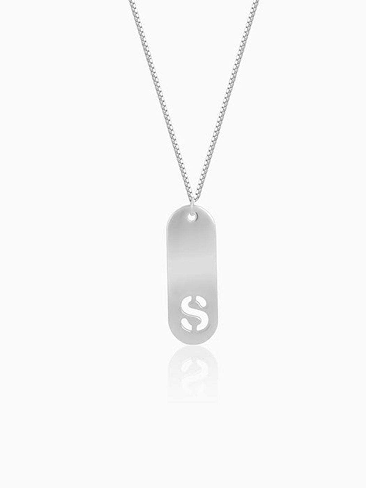 Silver Personalised Alpha Tag Initial Pendant For Him