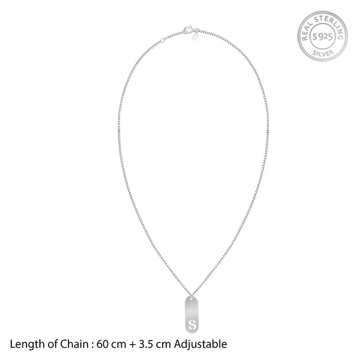 Silver Personalised  Alpha Tag Initial Pendant for Men- personalised pendant for men