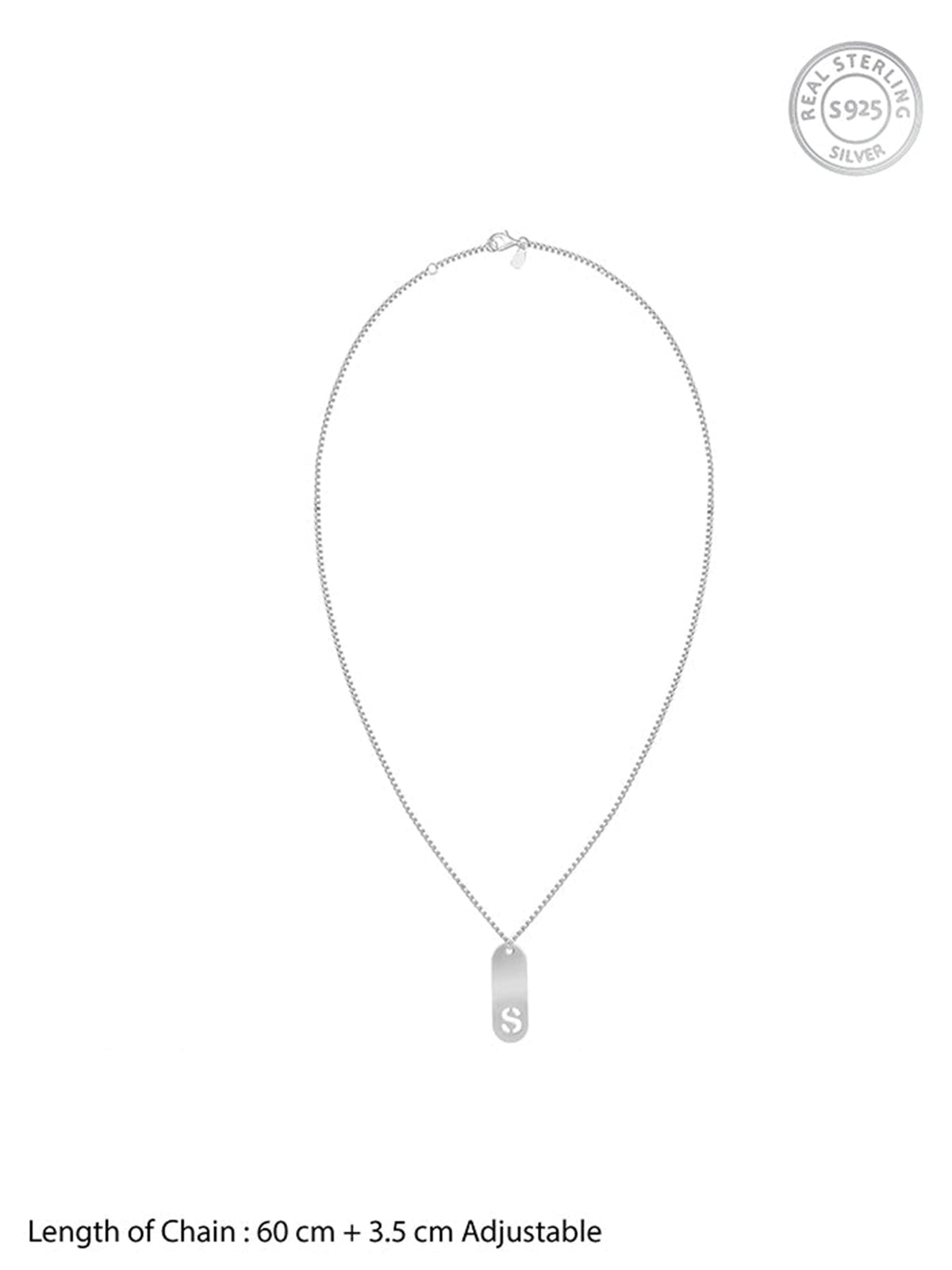 Silver Personalised Alpha Tag Initial Pendant For Him