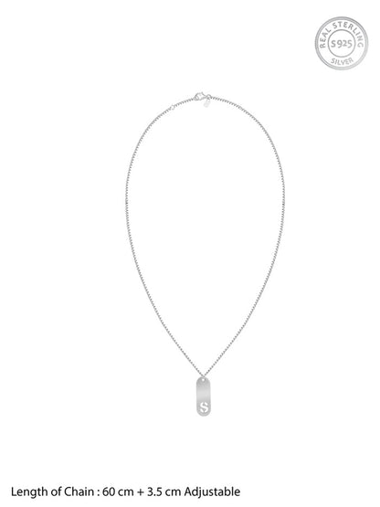 Silver Personalised Alpha Tag Initial Pendant For Him
