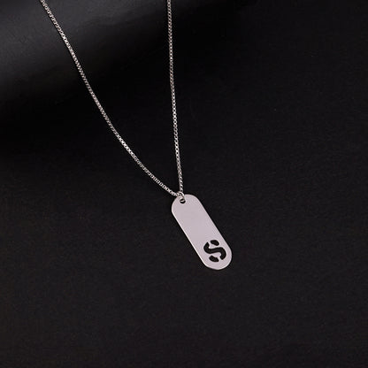Silver Personalised Alpha Tag Initial Pendant For Him