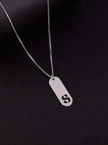 Silver Personalised Alpha Tag Initial Pendant For Him