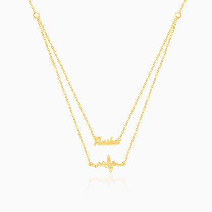 Golden Personalised Heartbeat Layered Necklace