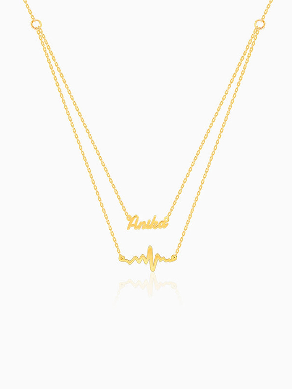 Golden Personalised Heartbeat Layered Necklace