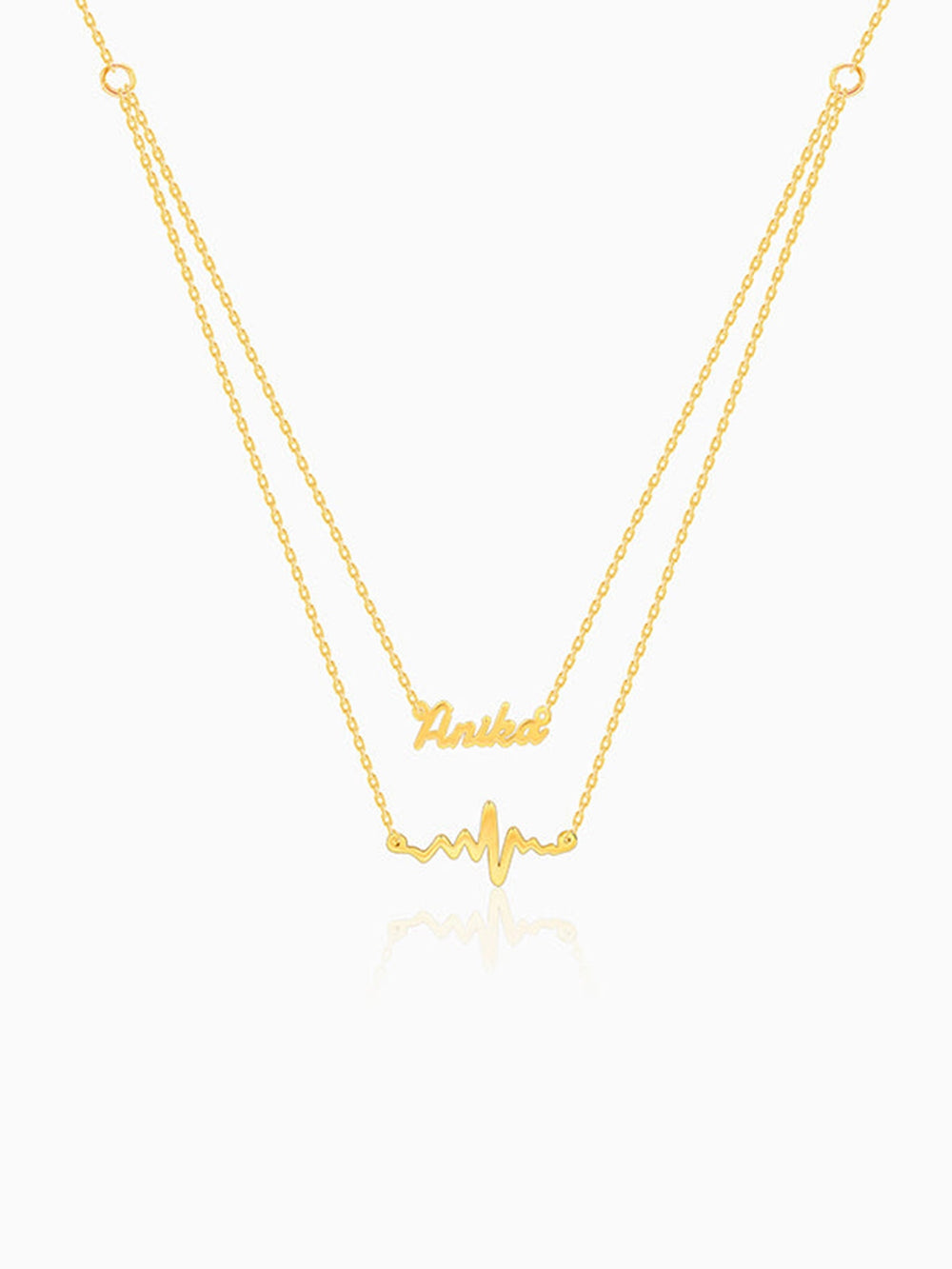 Golden Personalised Heartbeat Layered Necklace