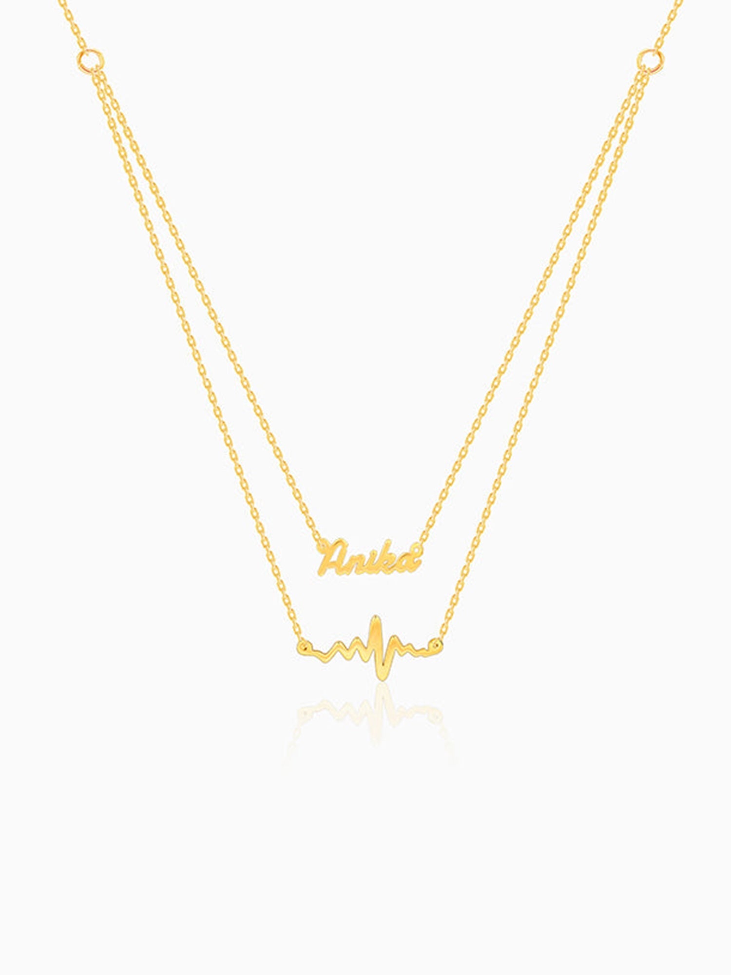 Golden Personalised Heartbeat Layered Necklace