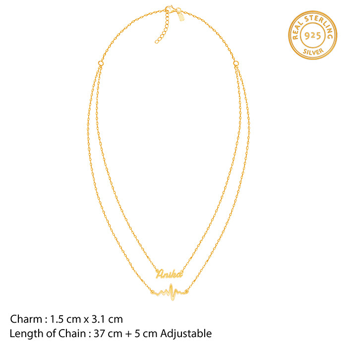 Golden Personalised Heartbeat Layered Necklace- personalised necklace for women
