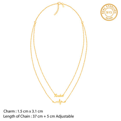 Golden Personalised Heartbeat Layered Necklace- personalised necklace for women