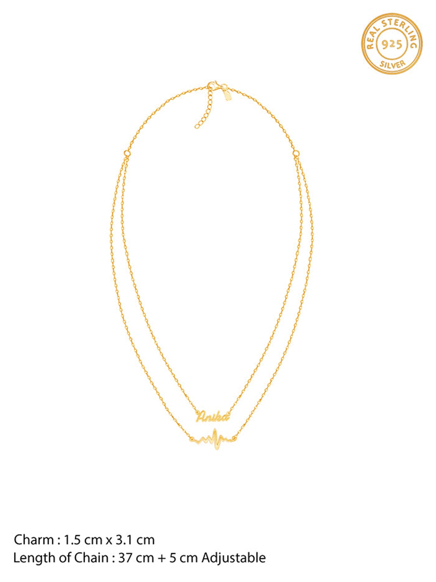 Golden Personalised Heartbeat Layered Necklace