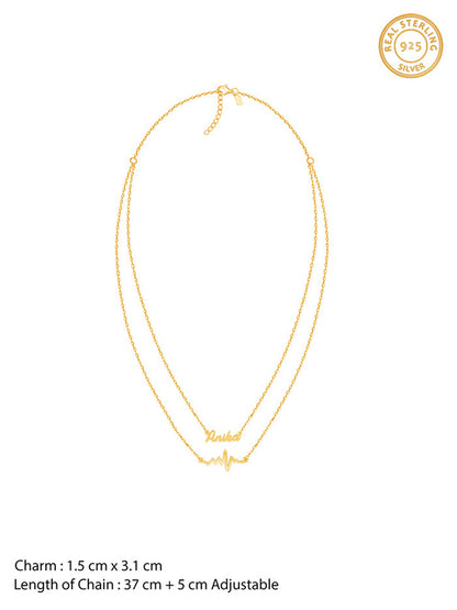 Golden Personalised Heartbeat Layered Necklace