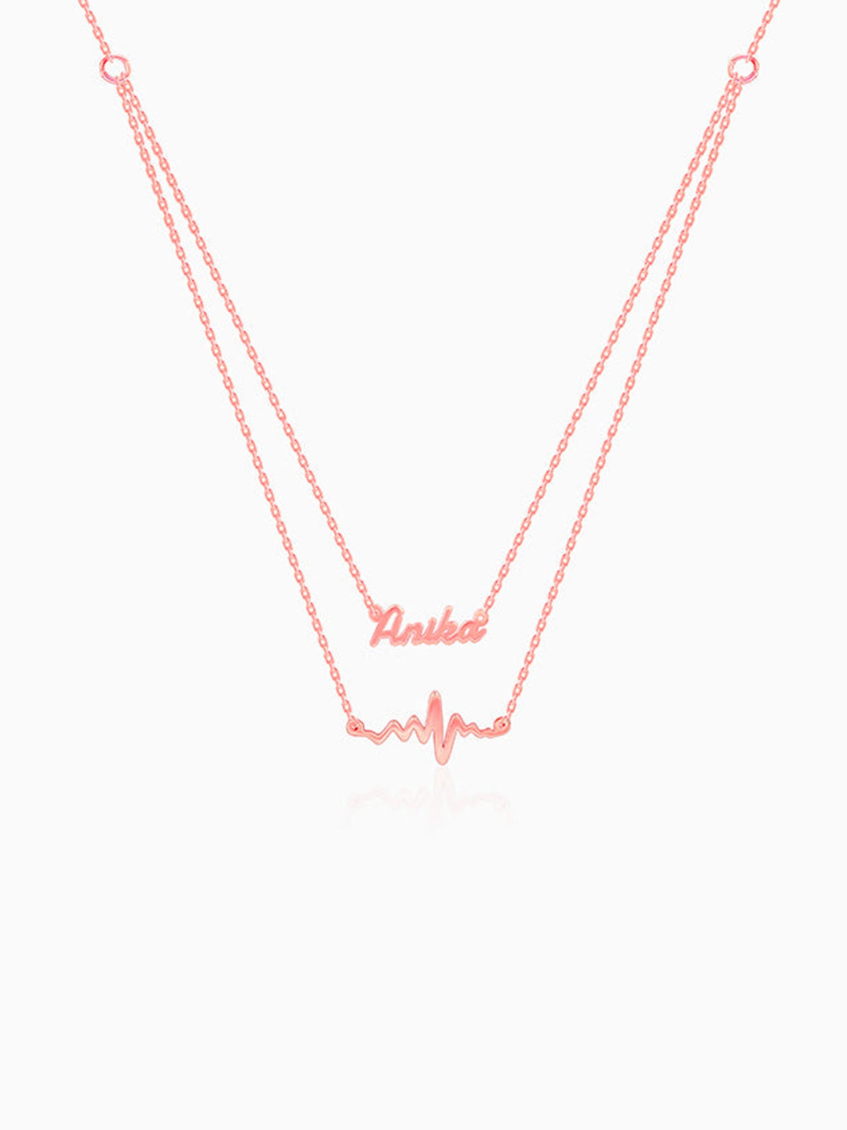 Rose Gold Personalised Heartbeat Layered Necklace