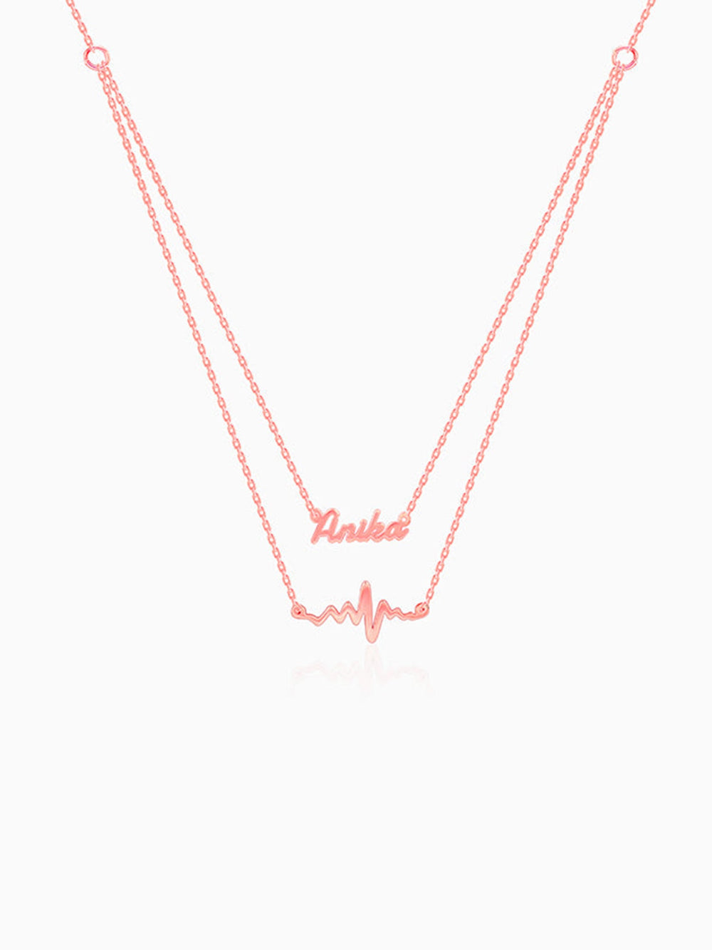 Rose Gold Personalised Heartbeat Layered Necklace
