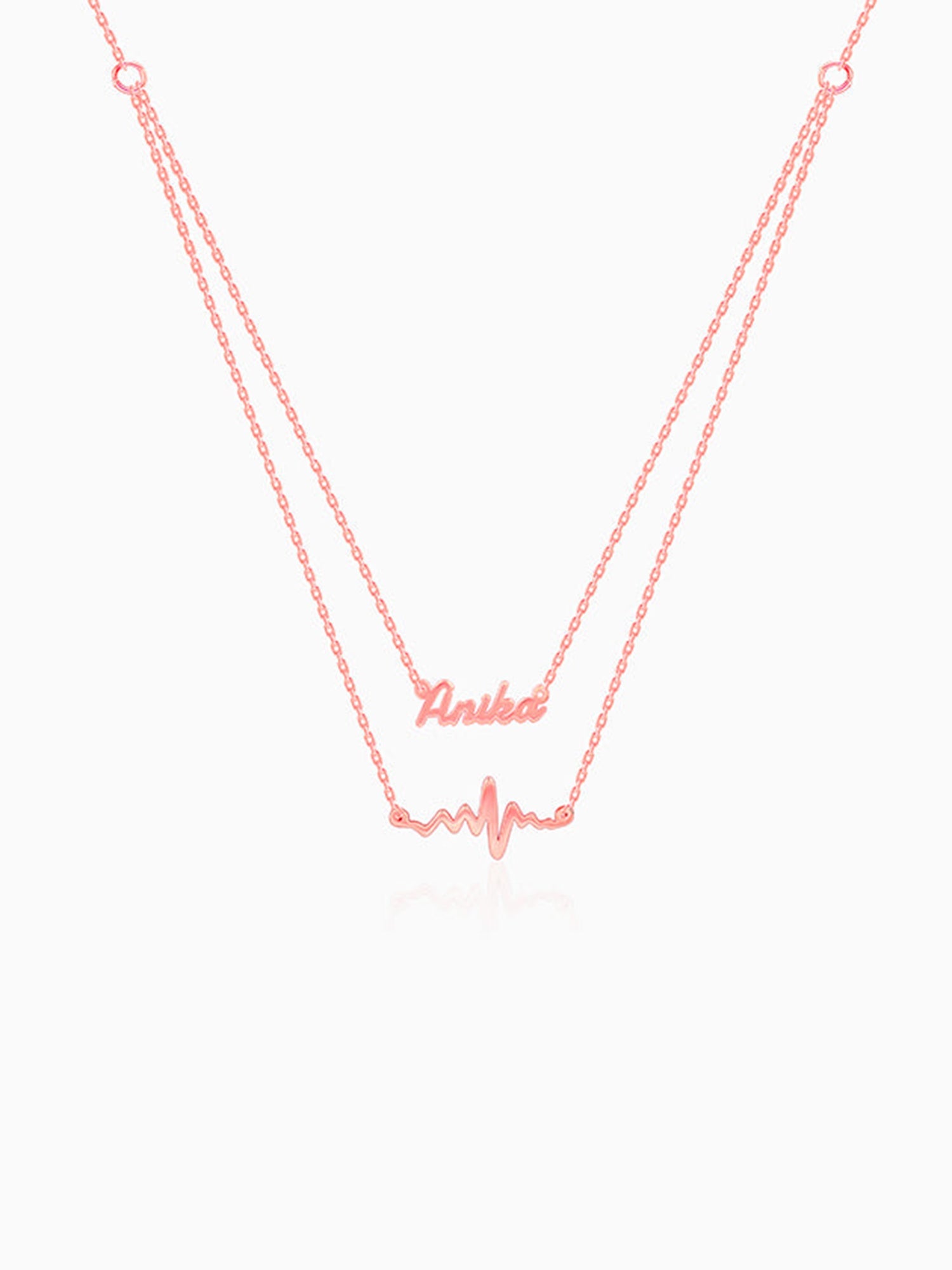 Rose Gold Personalised Heartbeat Layered Necklace
