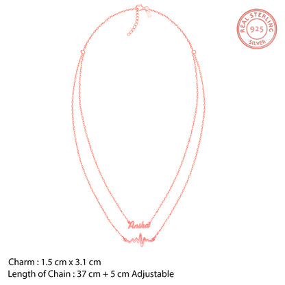 Rose gold Personalised Heartbeat Layered Necklace- personalised necklace for women