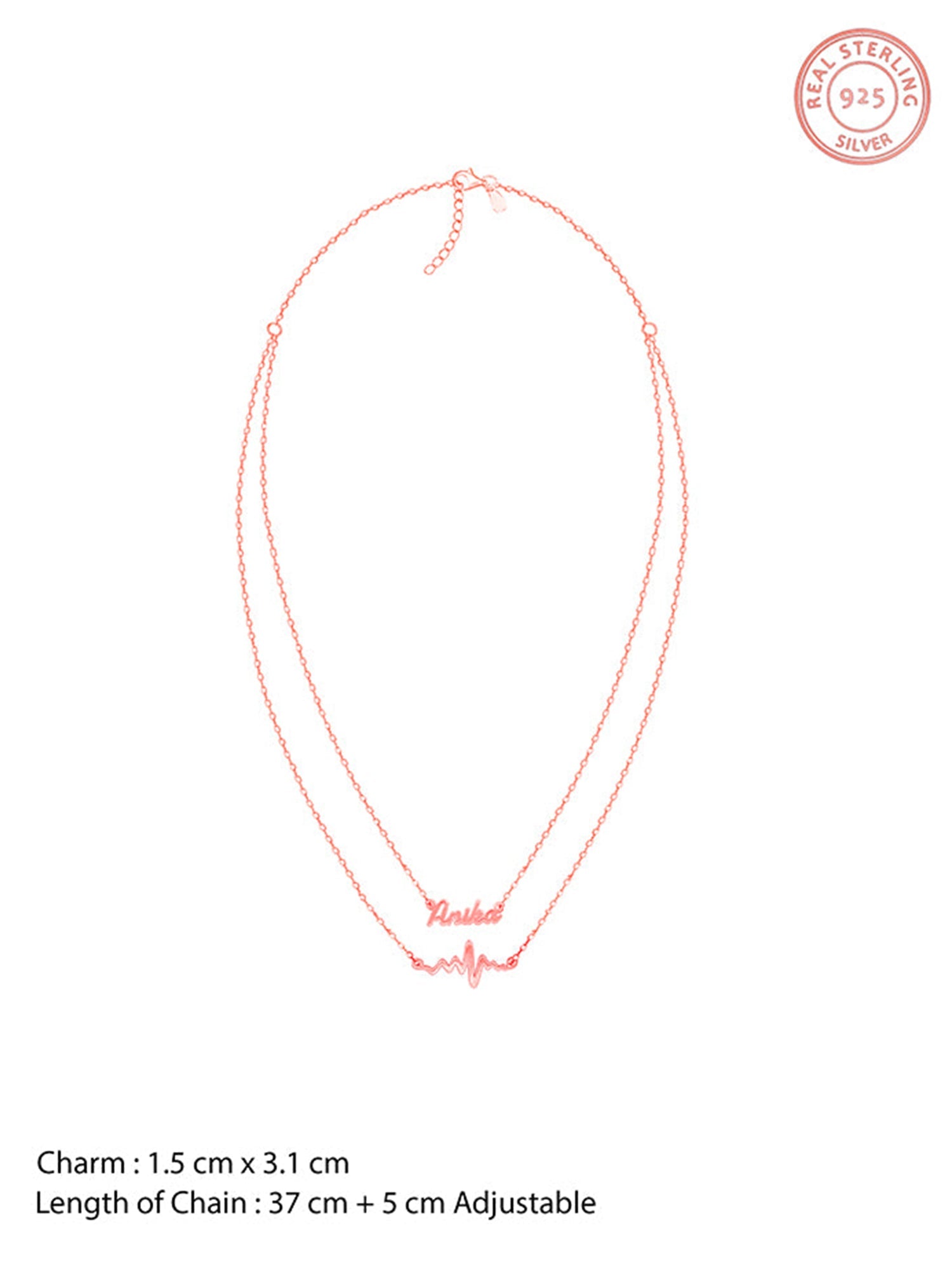 Rose Gold Personalised Heartbeat Layered Necklace