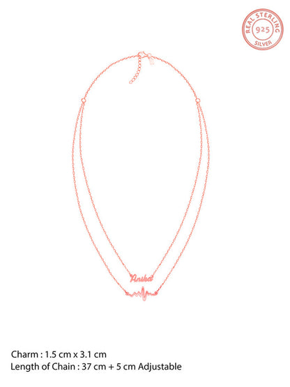 Rose Gold Personalised Heartbeat Layered Necklace