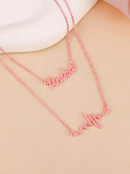 Rose Gold Personalised Heartbeat Layered Necklace