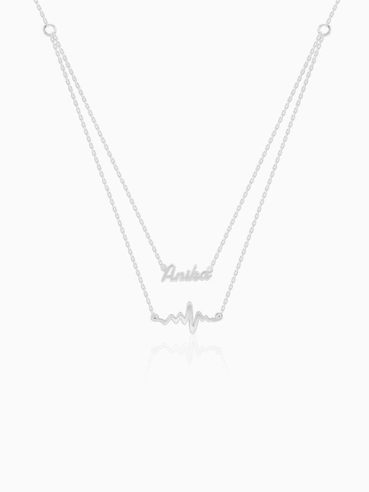 Silver Personalised Heartbeat Layered Necklace