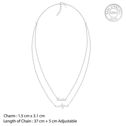 Silver Personalised Heartbeat Layered Necklace- personalised necklace for women