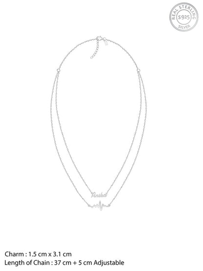 Silver Personalised Heartbeat Layered Necklace