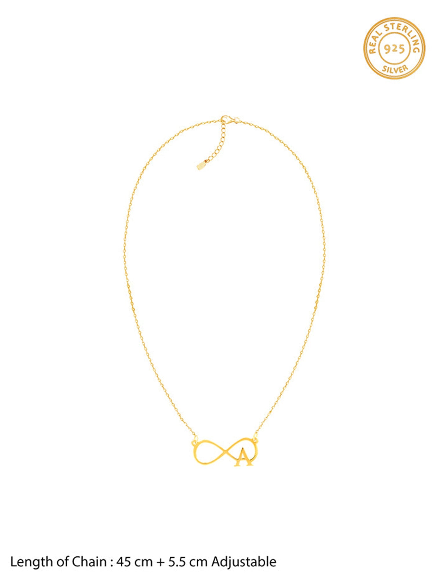 Golden Personalised Infinity Initial Necklace