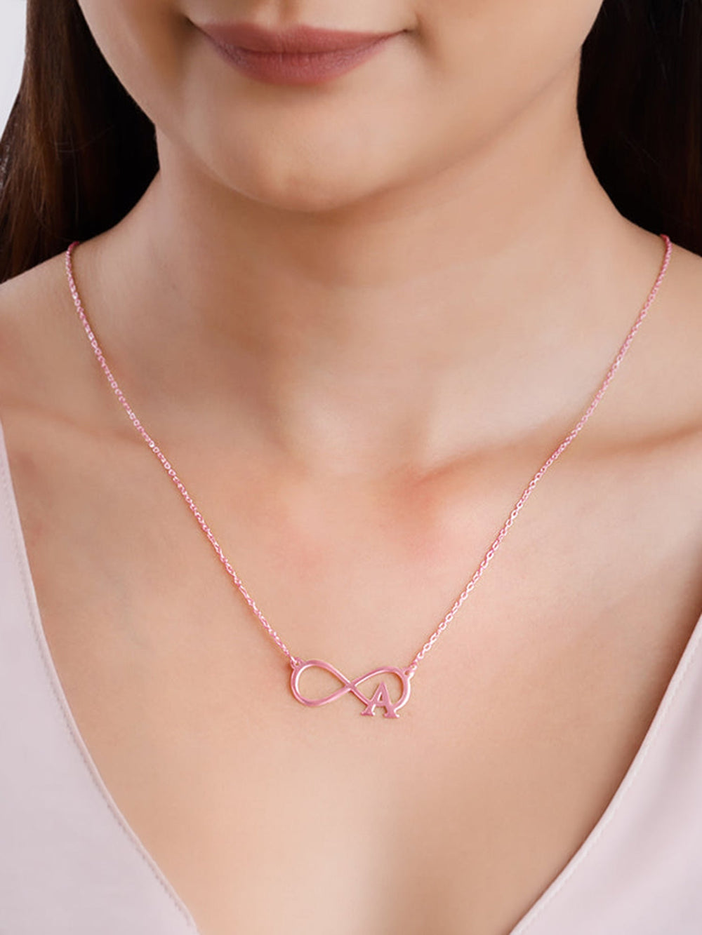 Rose Gold Personalised Infinity Initial Necklace
