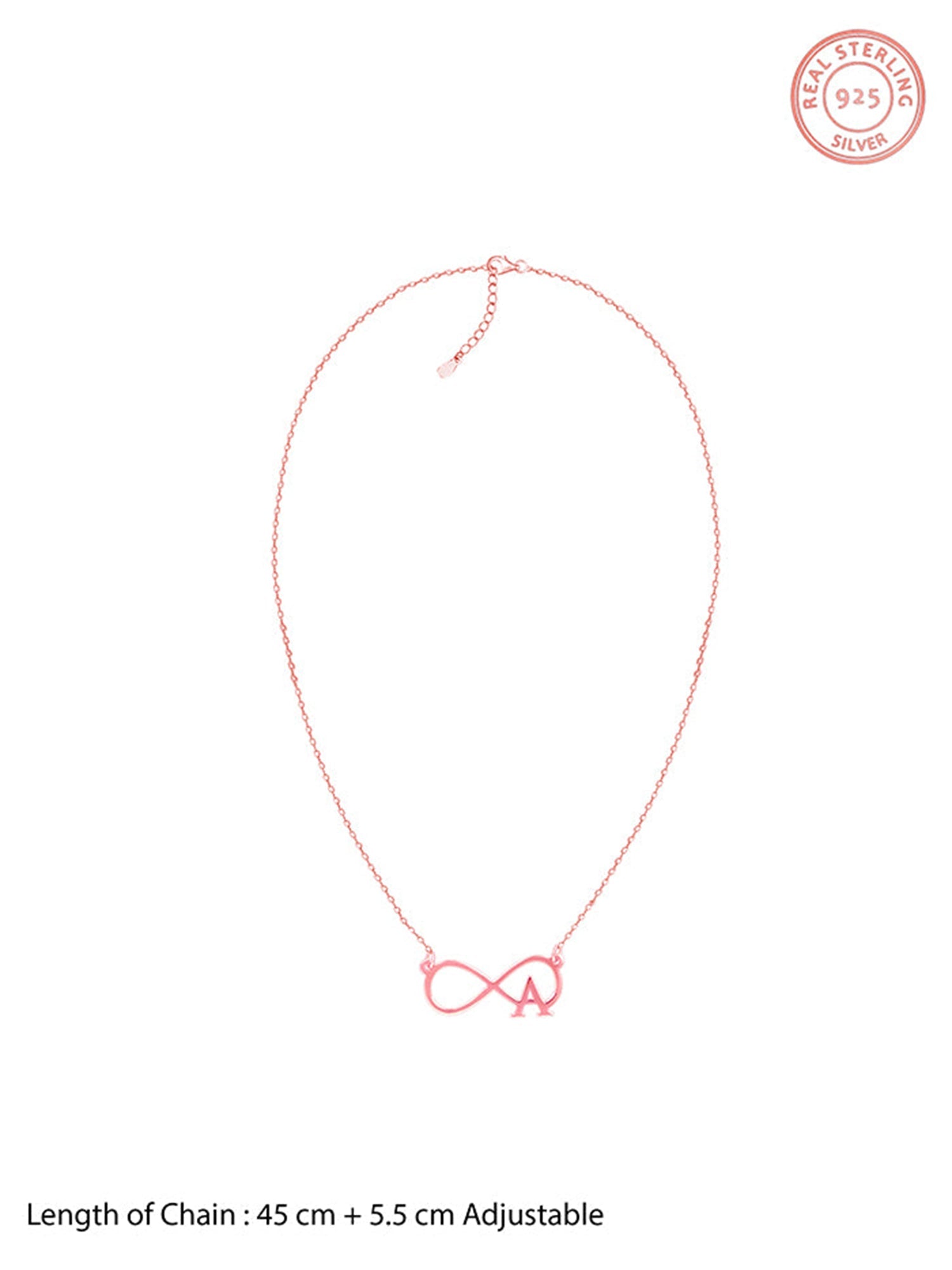 Rose Gold Personalised Infinity Initial Necklace