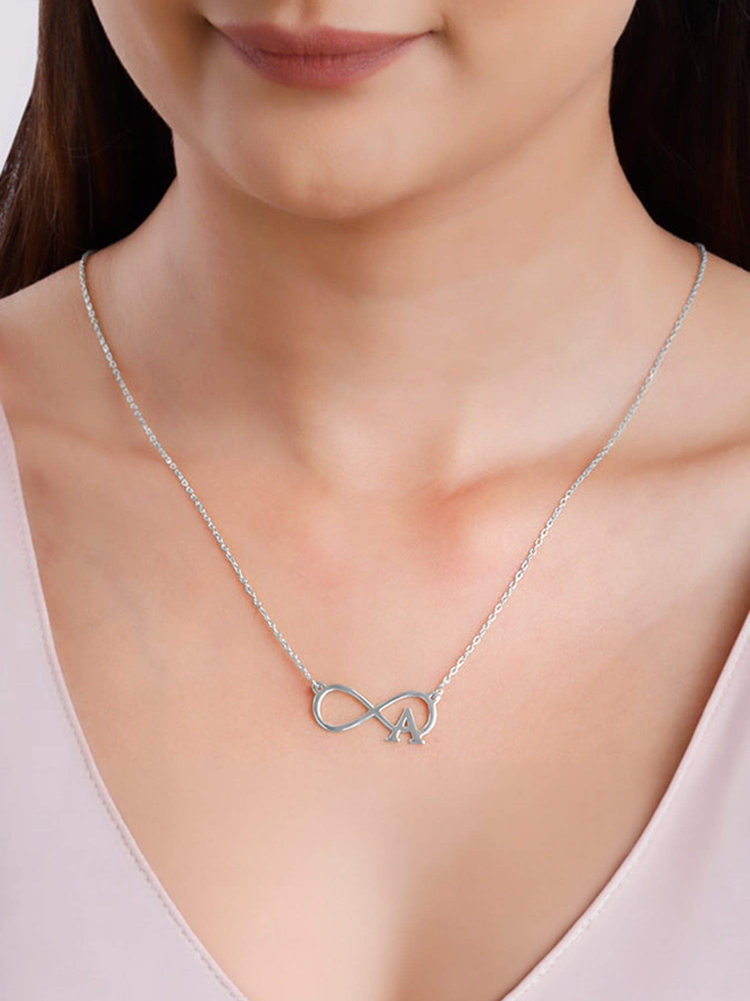 Silver Personalised Infinity Initial Necklace