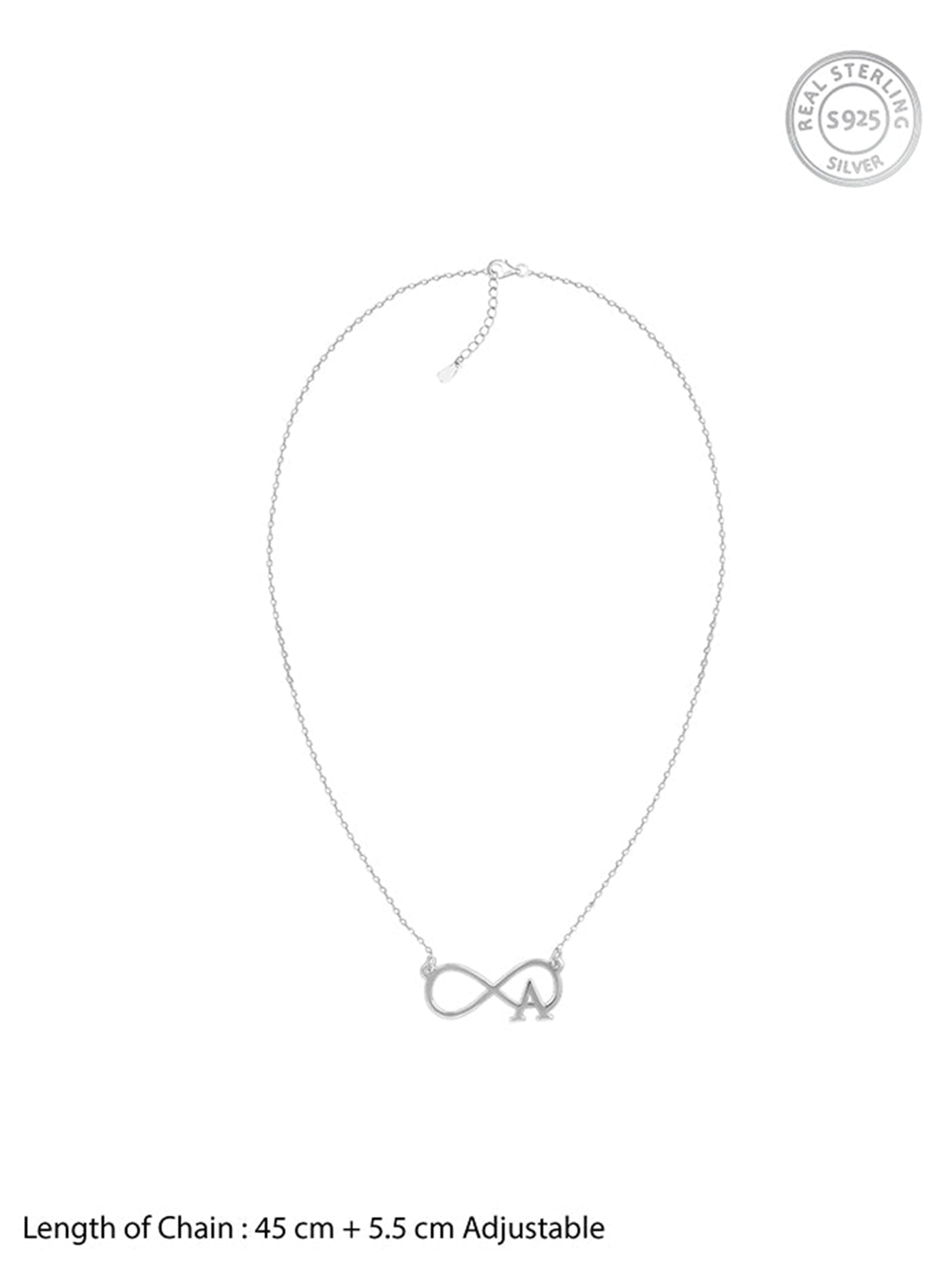 Silver Personalised Infinity Initial Necklace