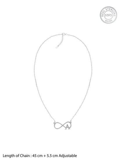 Silver Personalised Infinity Initial Necklace