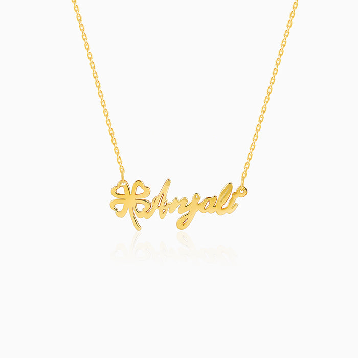 Golden Personalised Serendipity Clover Necklace