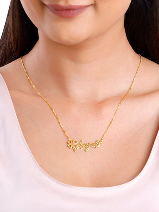 Golden Personalised Serendipity Clover Necklace