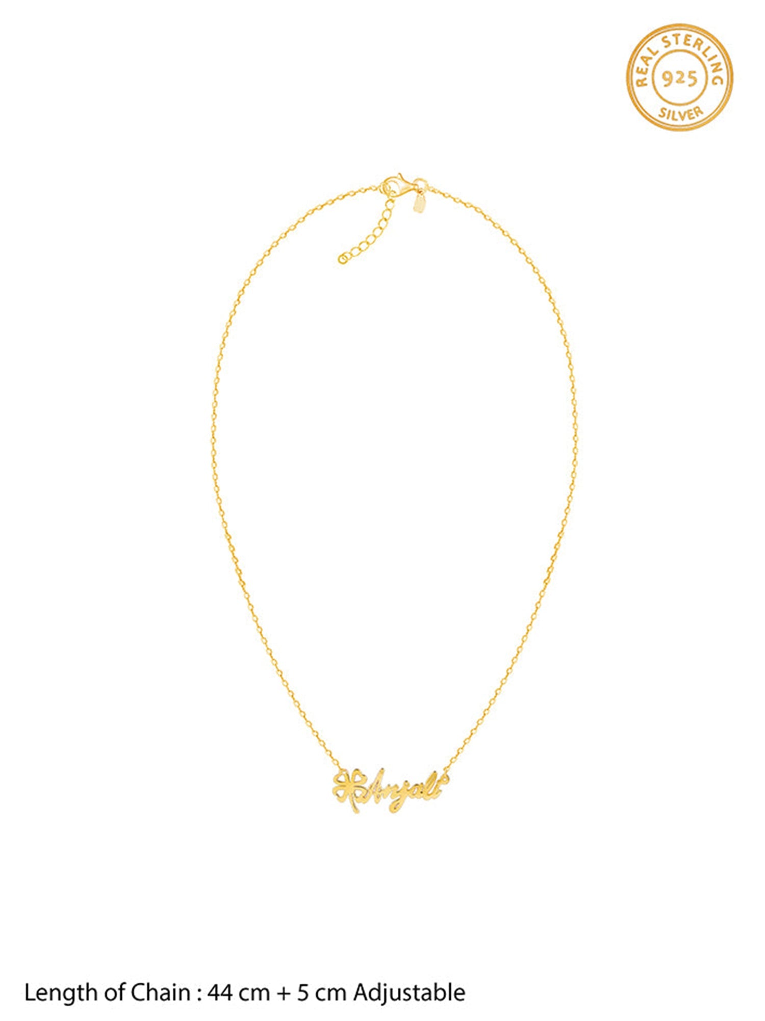 Golden Personalised Serendipity Clover Necklace