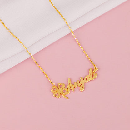 Golden Personalised Serendipity Clover Necklace