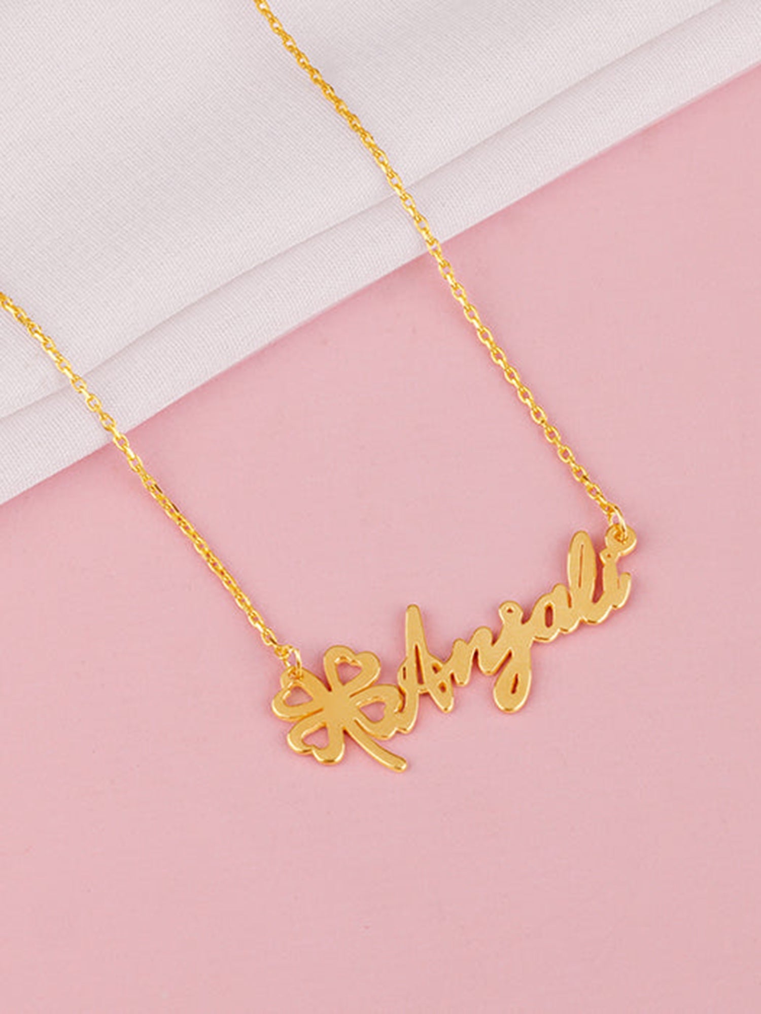 Golden Personalised Serendipity Clover Necklace