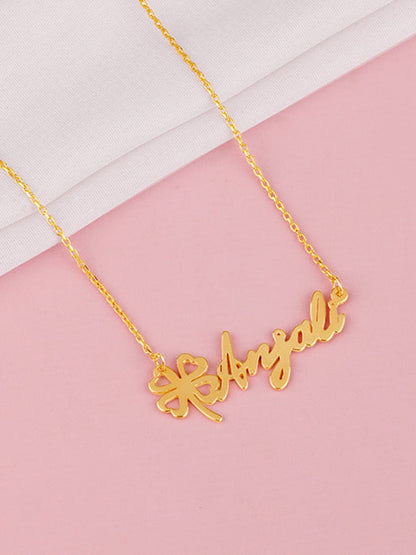 Golden Personalised Serendipity Clover Necklace