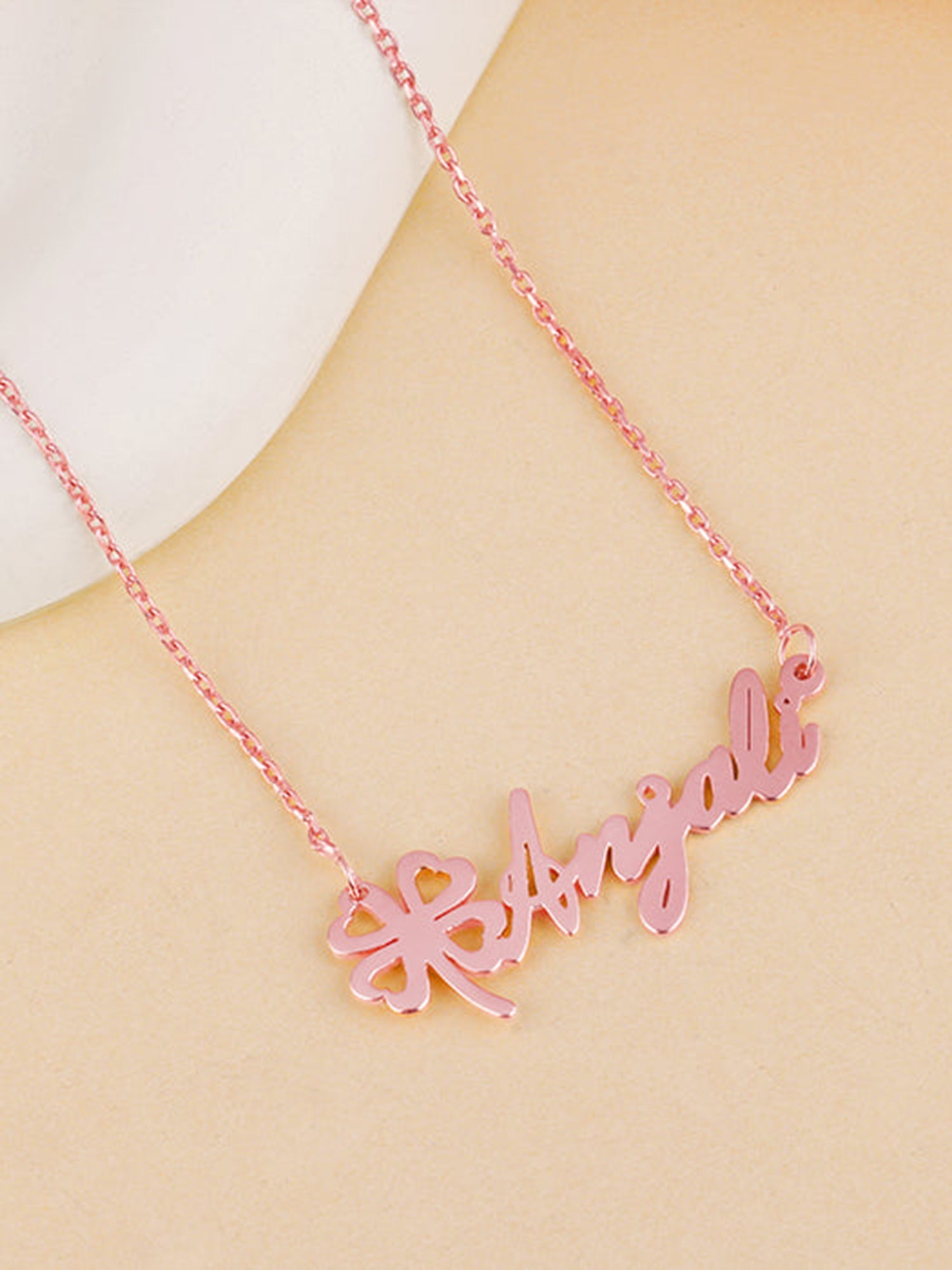 Rose Gold Personalised Serendipity Clover Necklace