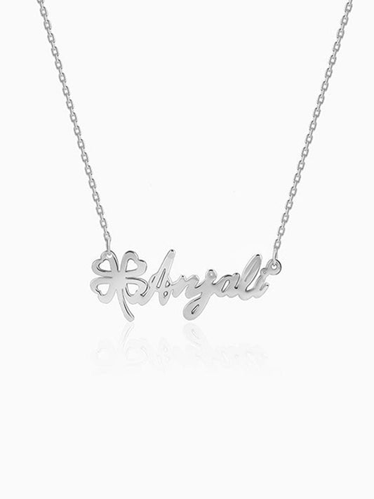 Silver Personalised Serendipity Clover Necklace