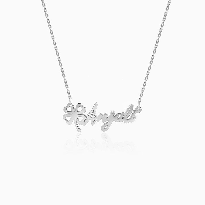 Silver Personalised Serendipity Clover Necklace