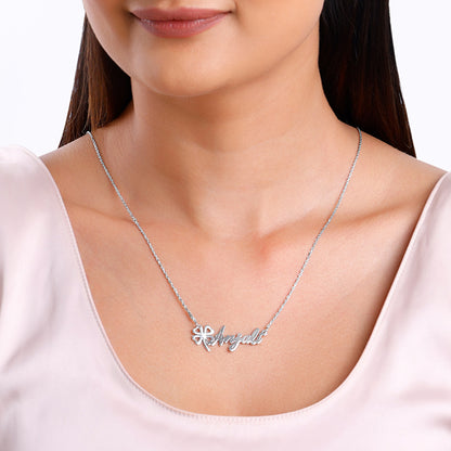Silver Personalised Serendipity Clover Necklace