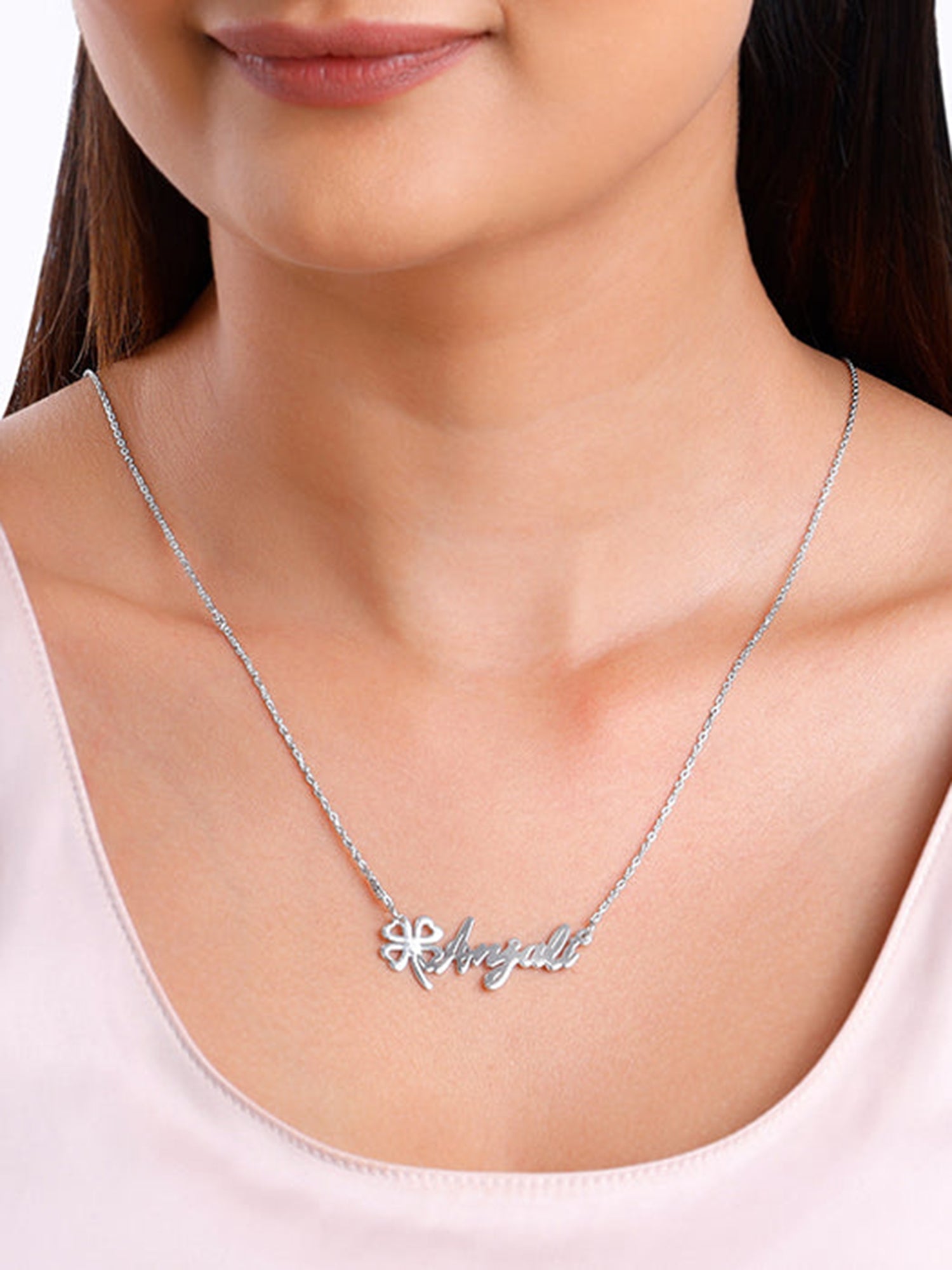 Silver Personalised Serendipity Clover Necklace