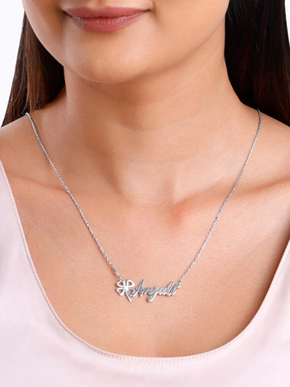 Silver Personalised Serendipity Clover Necklace
