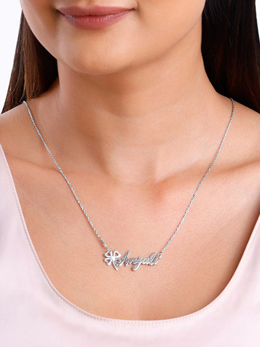 Silver Personalised Serendipity Clover Necklace