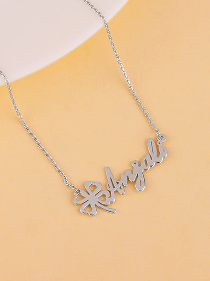 Silver Personalised Serendipity Clover Necklace