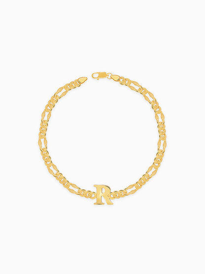 Golden Personalised Alpha Initial Bracelet For Him