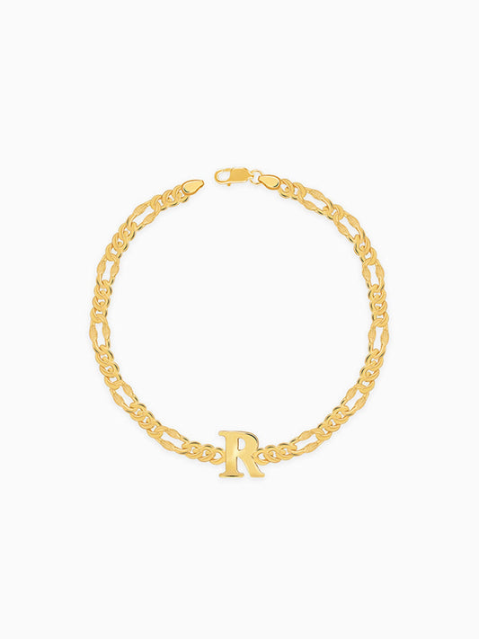 Golden Personalised Alpha Initial Bracelet For Him
