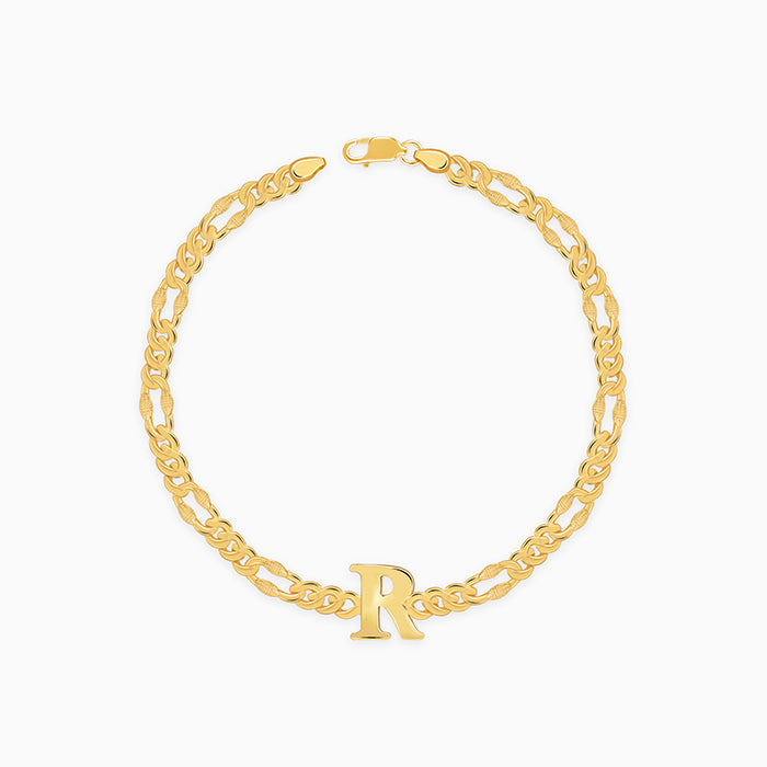 Golden Personalised Alpha Initial Bracelet For Him
