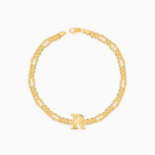 Golden Personalised Alpha Initial Bracelet For Him